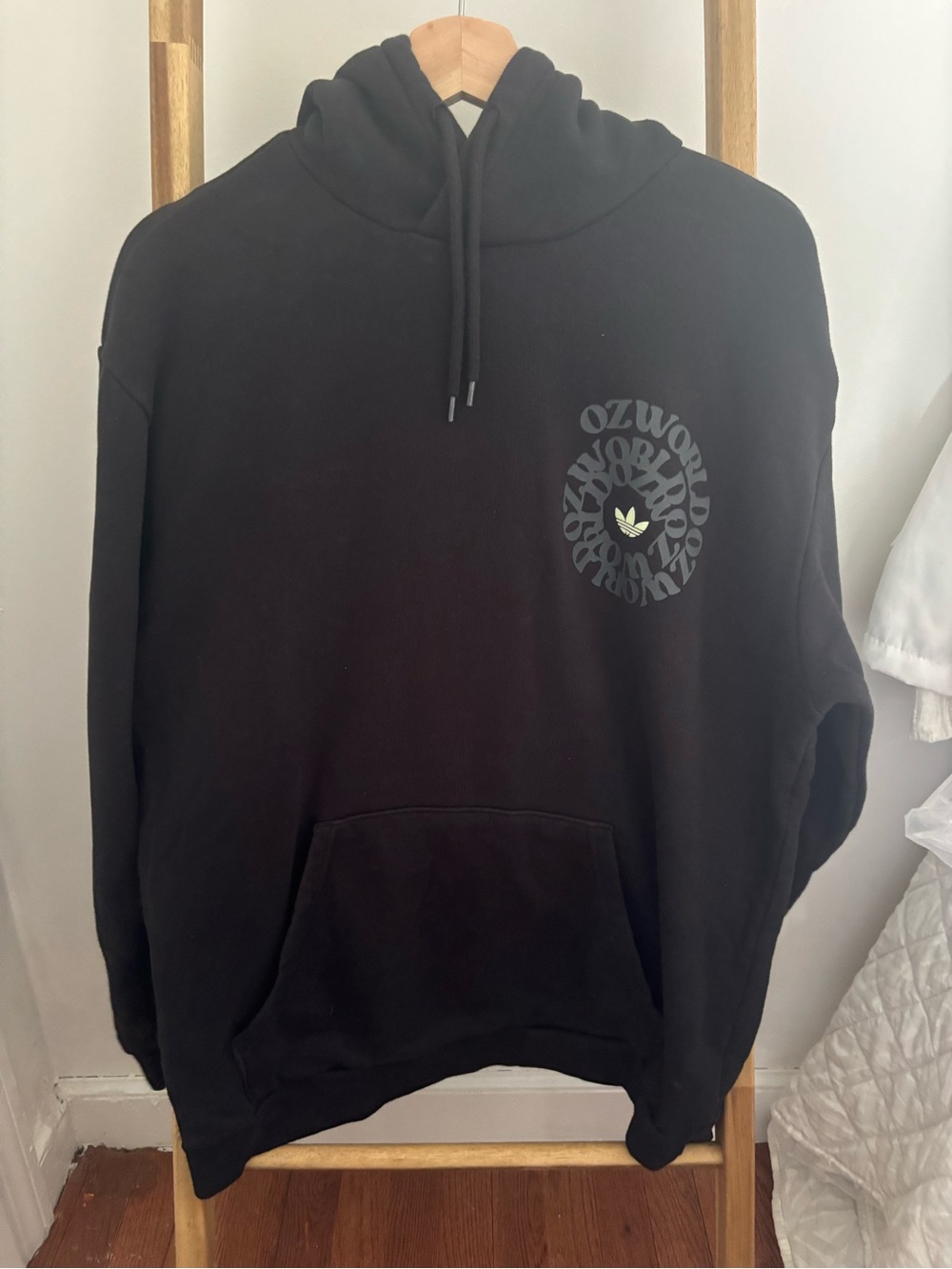 adidas Black Crewneck Hoodie with Subtle Circular Logo